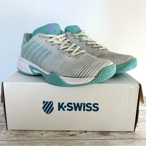 K-Swiss Hypercourt Express 2 in White/Angel Blue/Lilac sz 6 Kids (7.5 Womens)
